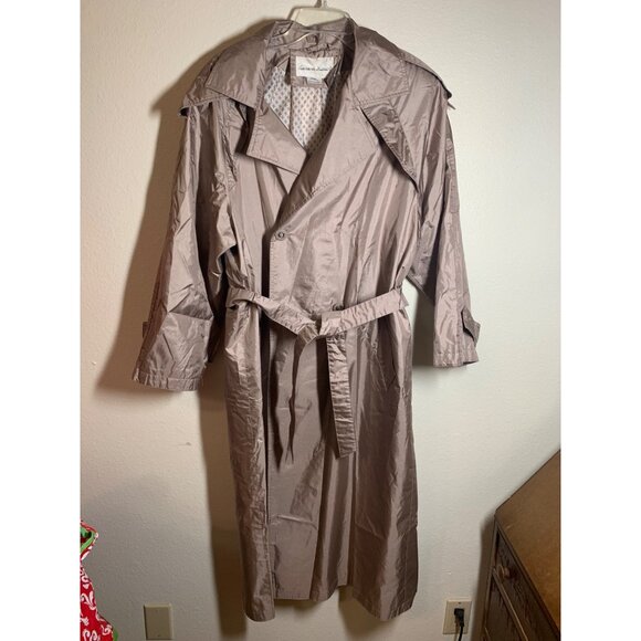 Vintage Laura Winston Trench Coat w/ Belt Long Beige Women Size 17/18 - Picture 1 of 9